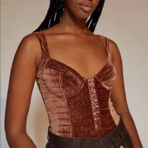 Urban outfitters brown velvet corset